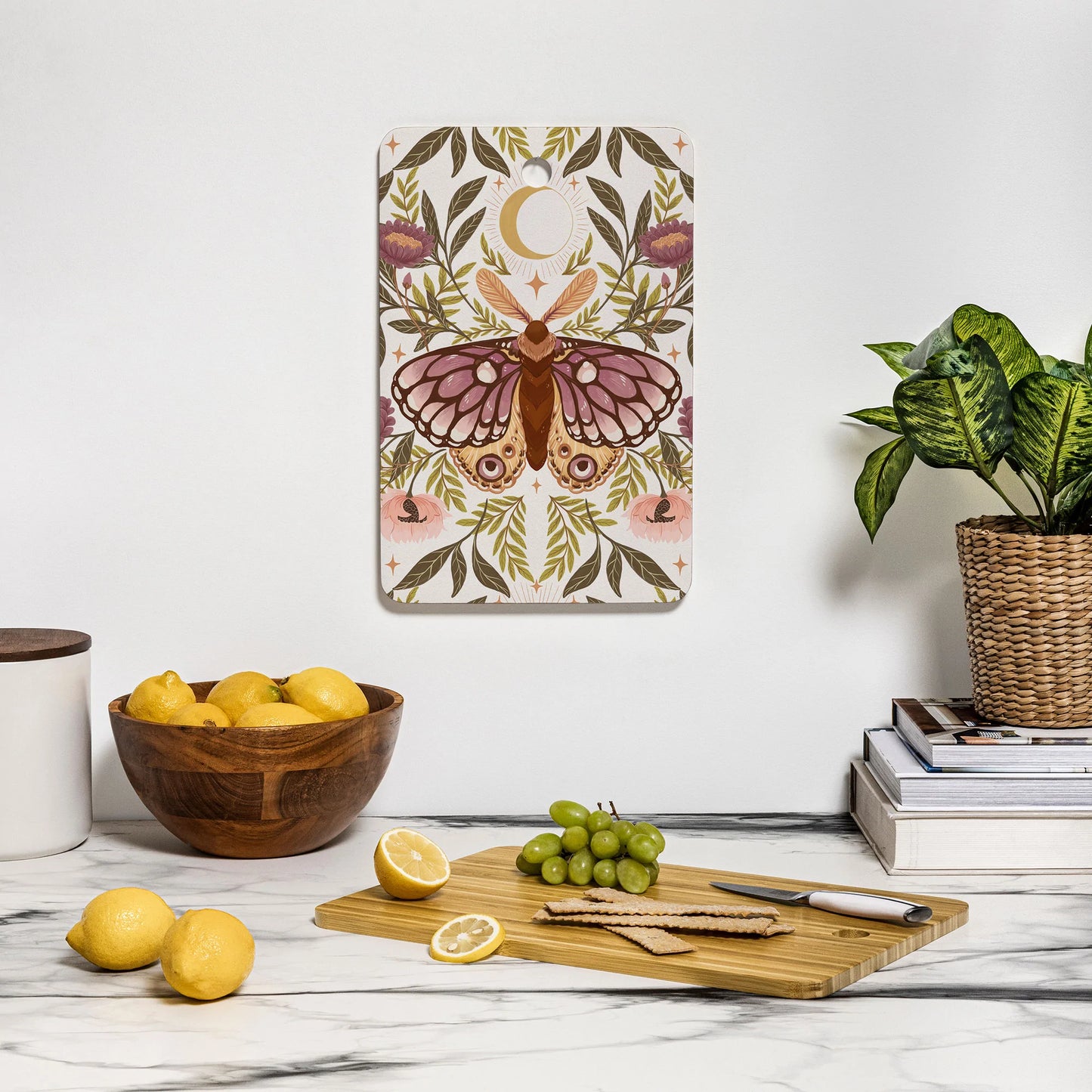 Countryside Garden Moth Bamboo Cutting Board