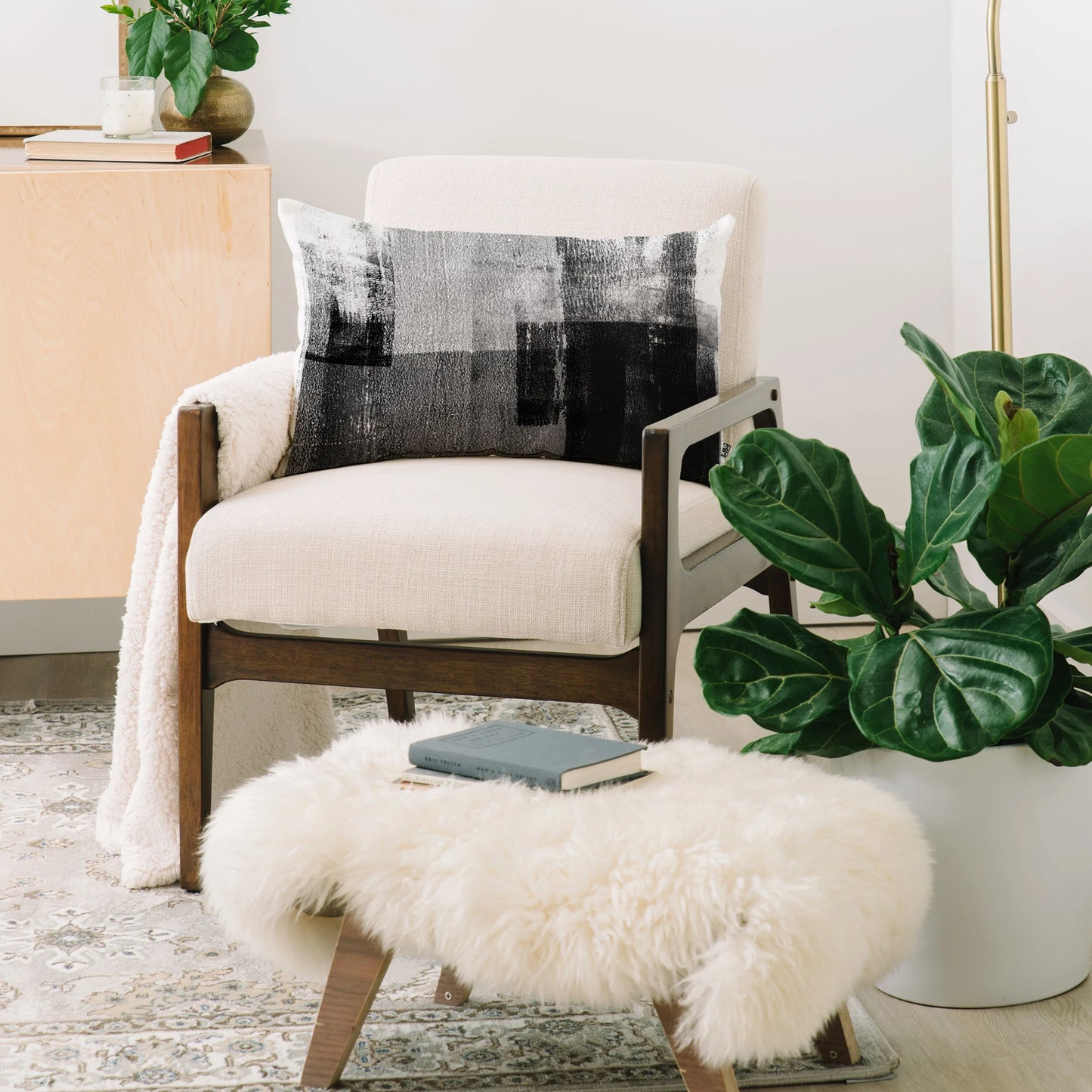 Industrial Abstract B+W Lumbar Throw Pillow