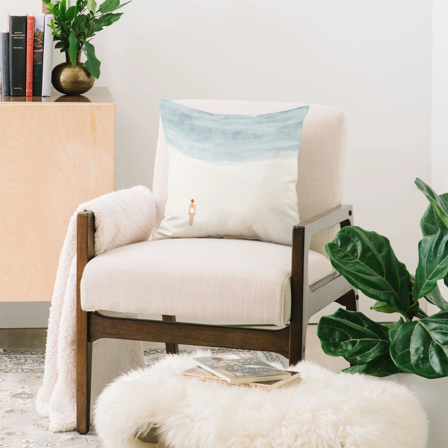 Alone with the Sea Throw Pillow