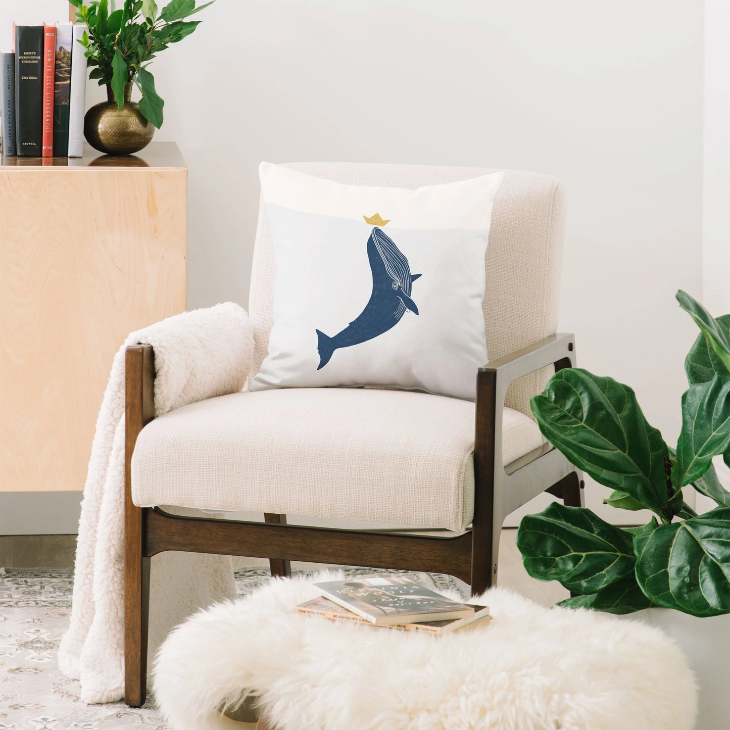 Blue Whale Throw Pillow