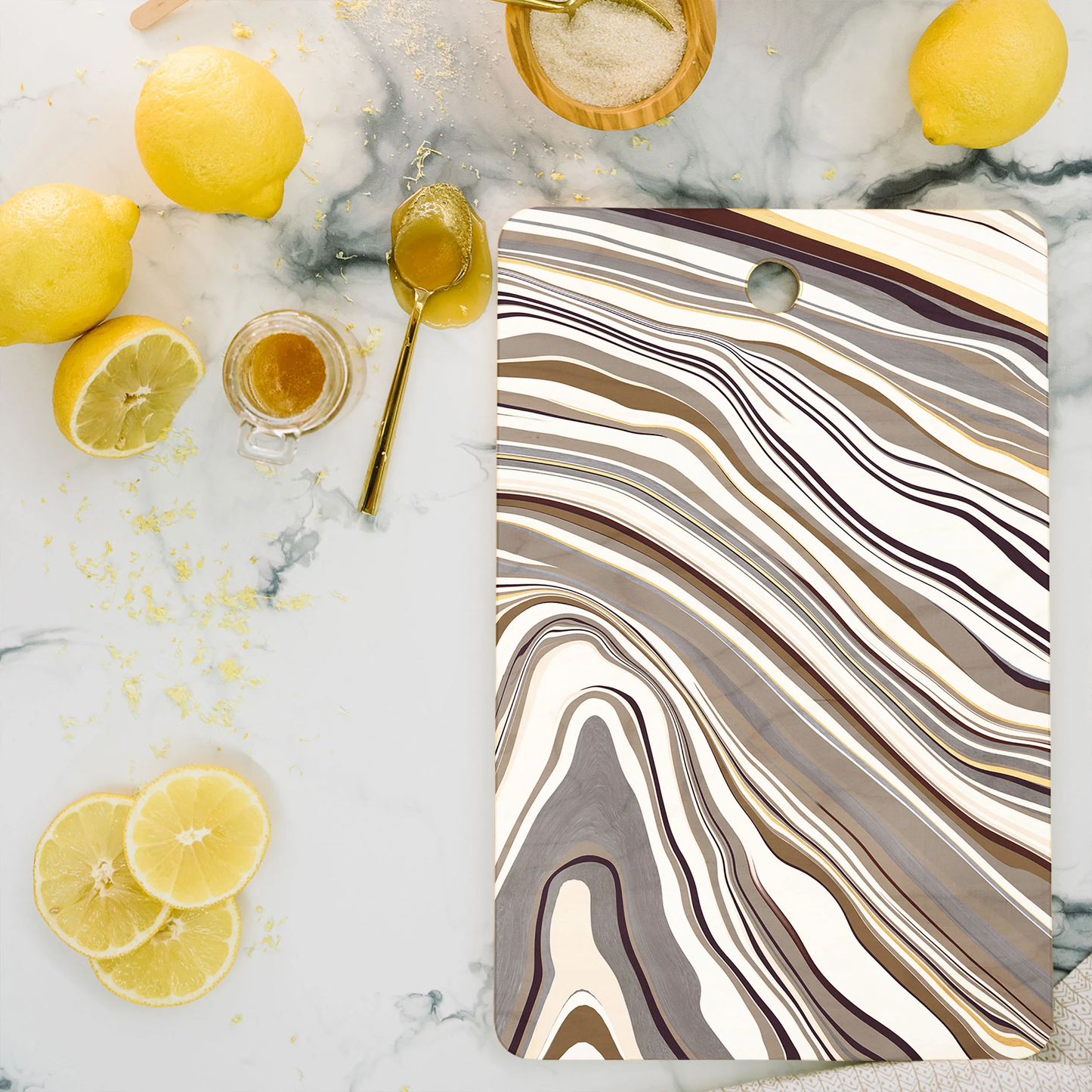 Marble Neutral Bamboo Cutting Board