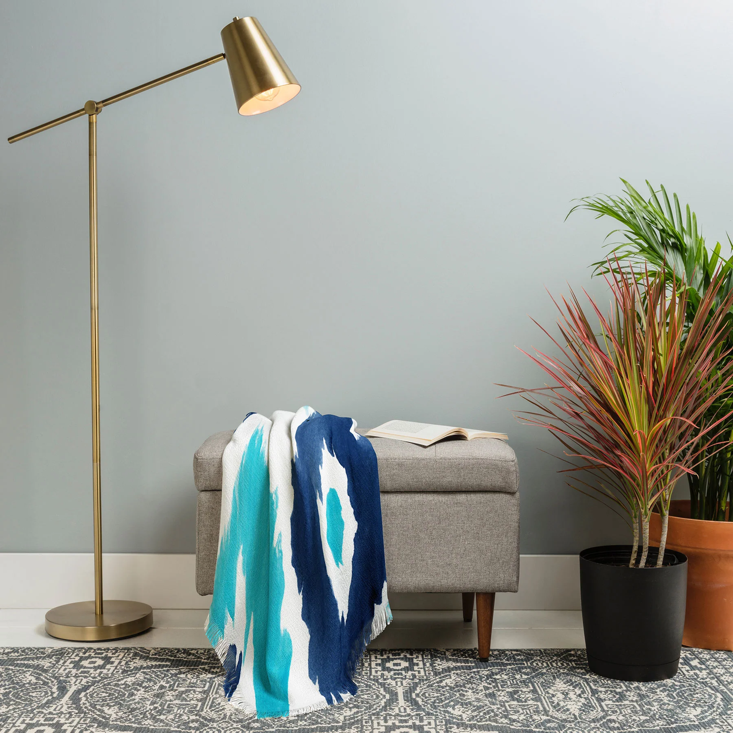 Malibu Blue Ikat Throw Blanket - Lightweight