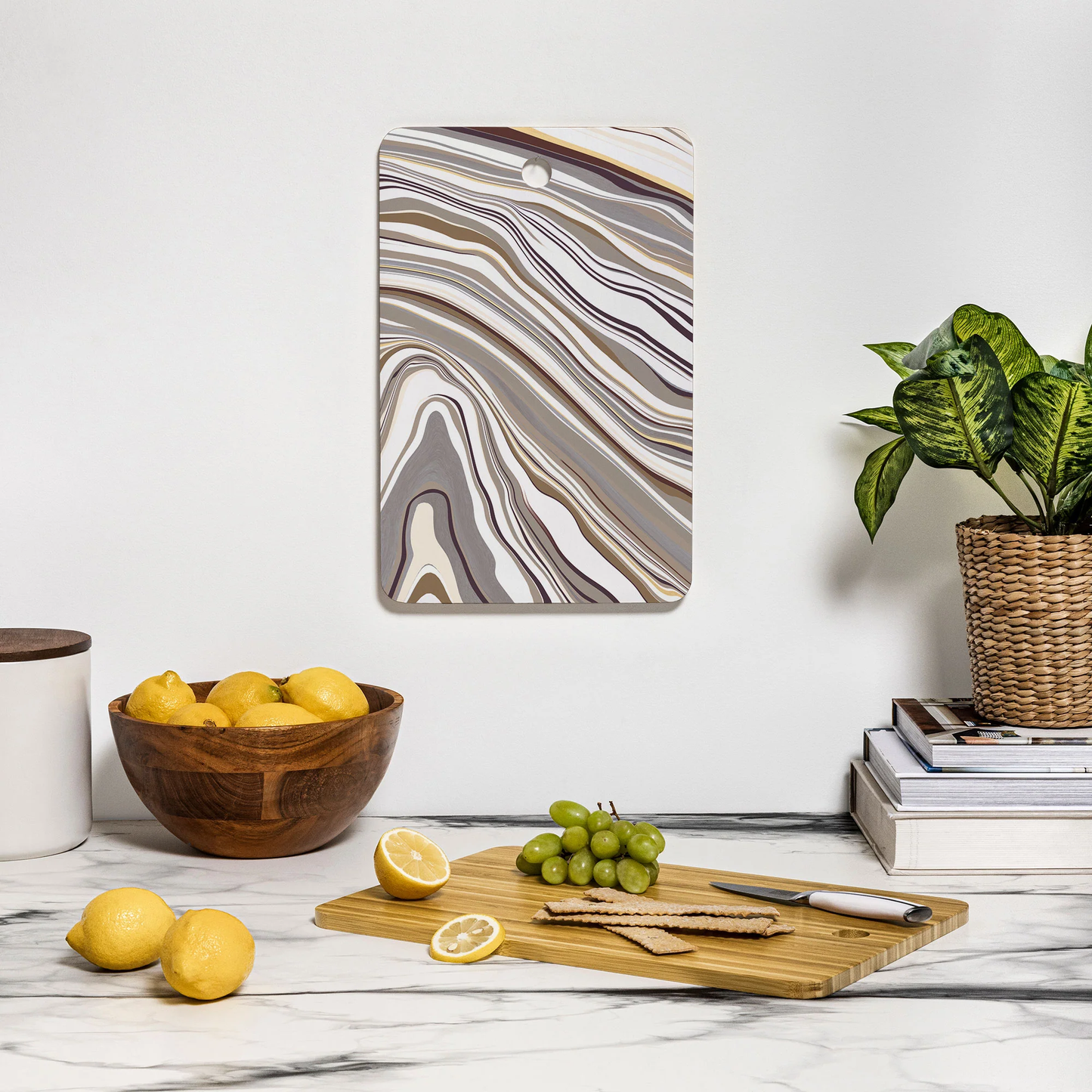 Marble Neutral Bamboo Cutting Board