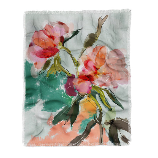 Peonies Abstract Throw Blanket - Lightweight