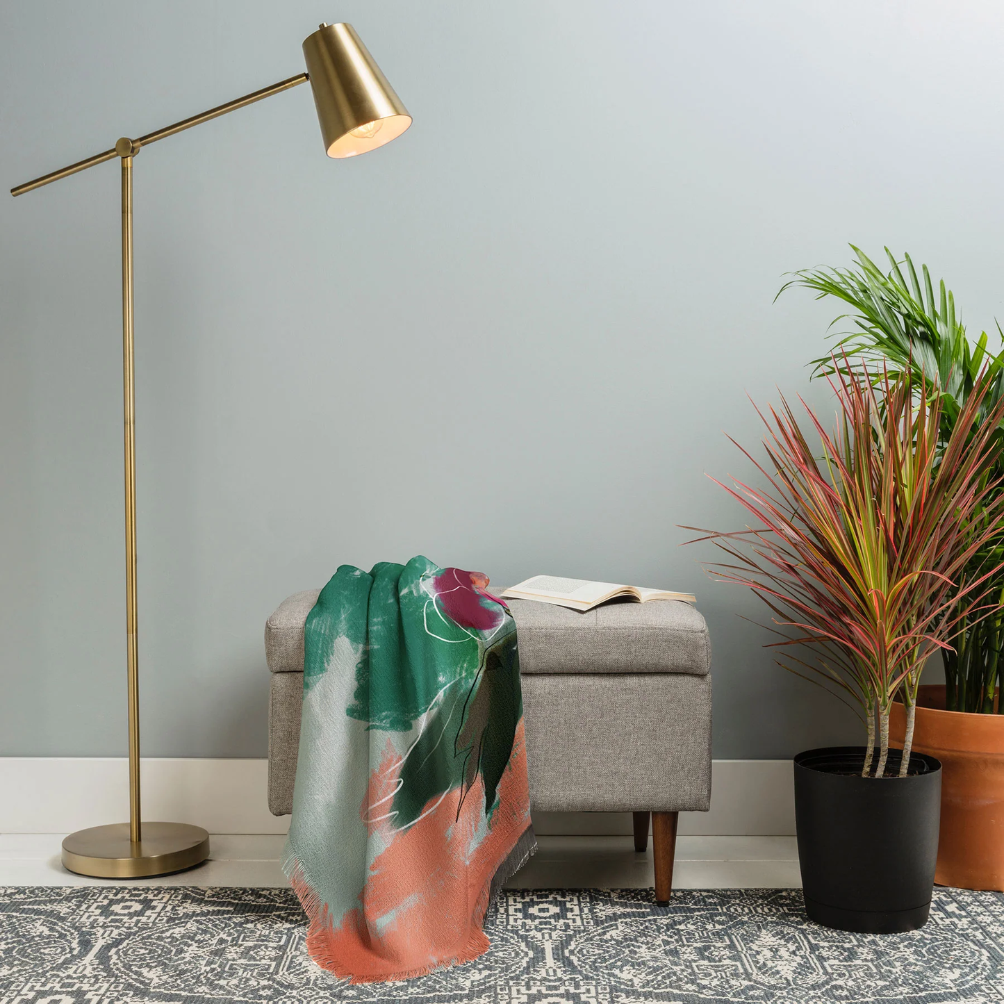 Peonies Abstract Throw Blanket
