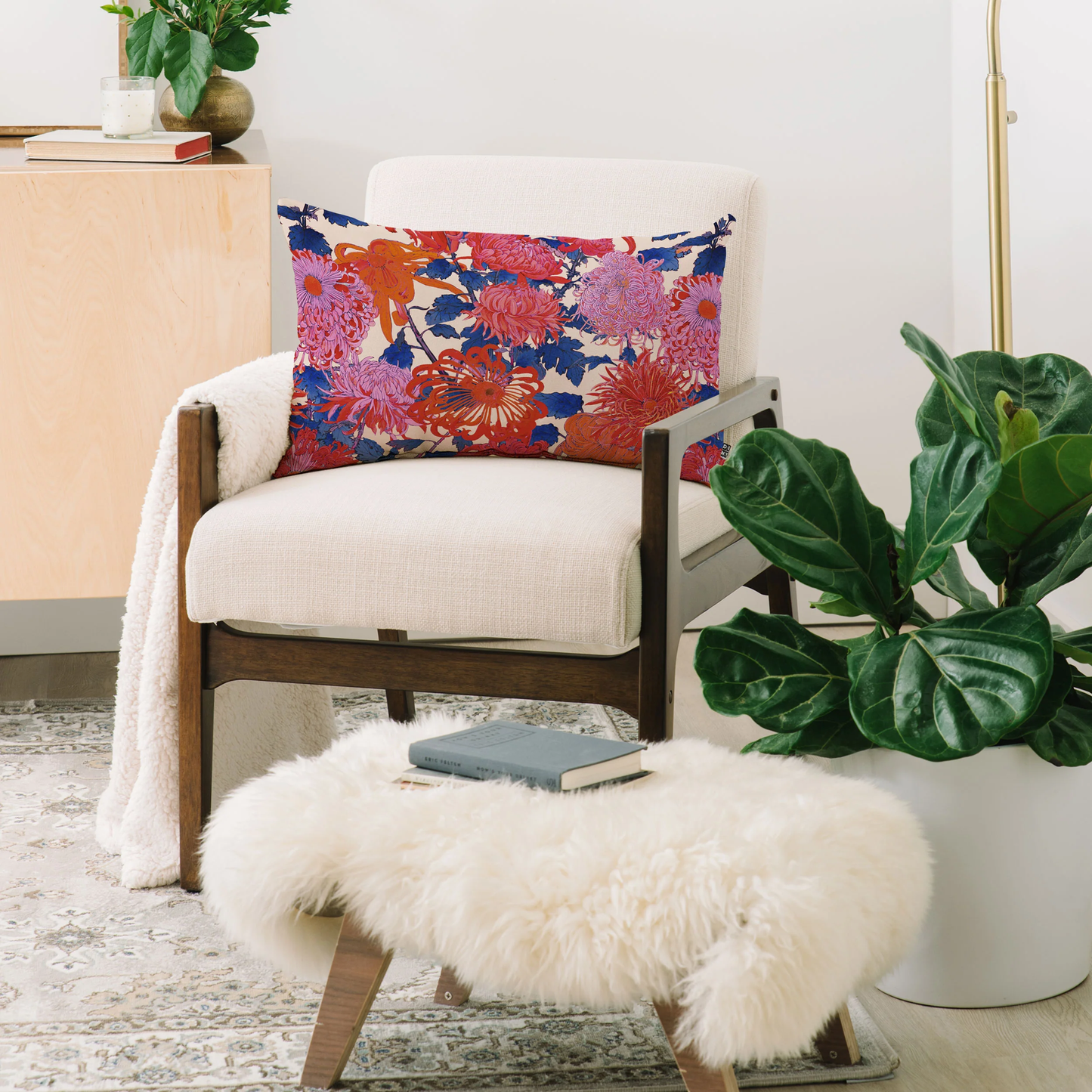 Moody Blooms Lumbar Throw Pillow