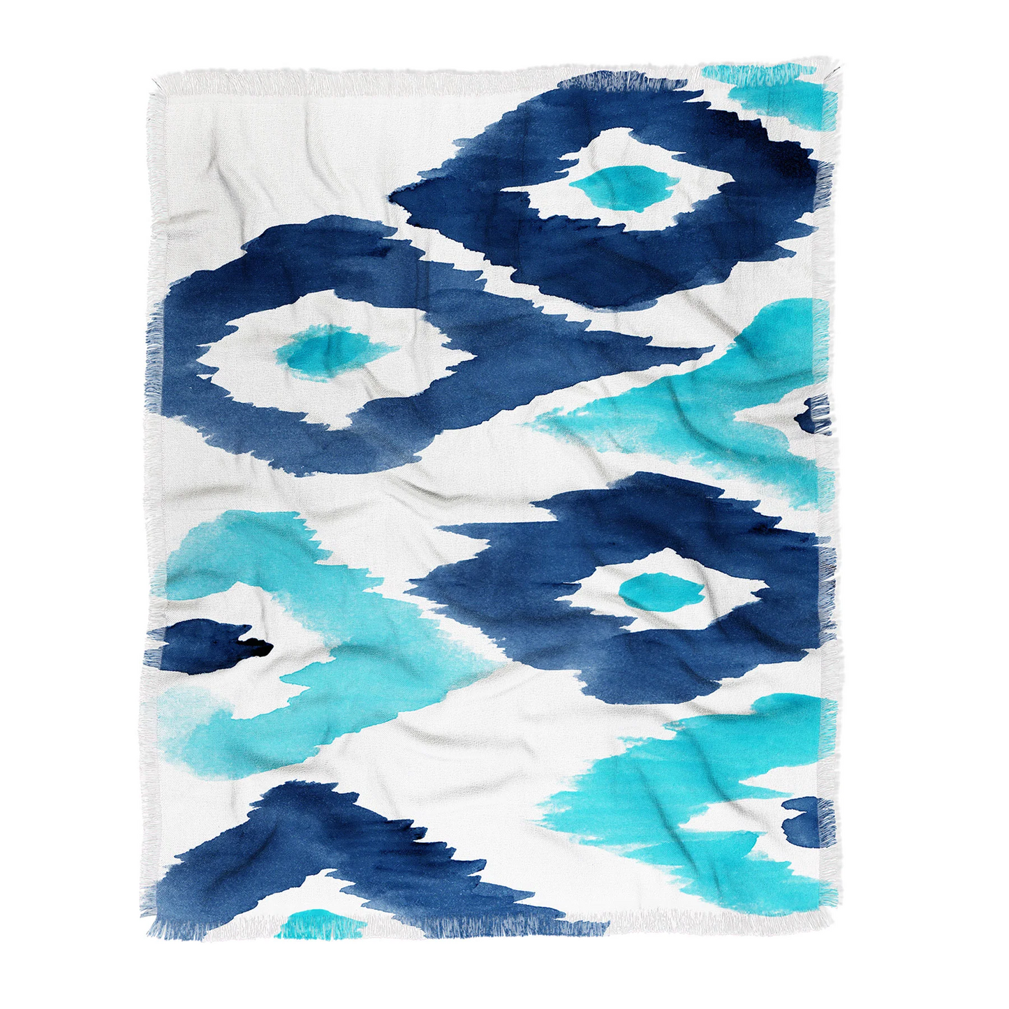 Malibu Blue Ikat Throw Blanket - Lightweight