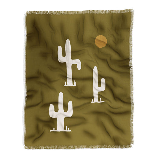 Saguaro Silent Disco Olive Throw Blanket