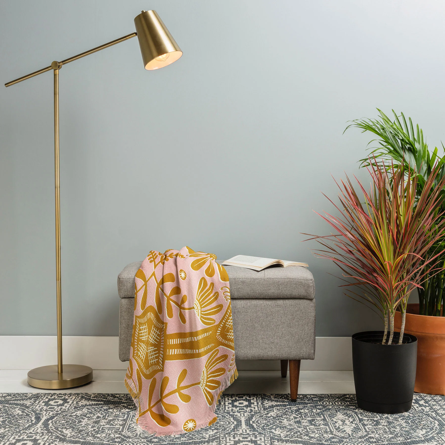 Boho Florals Throw Blanket