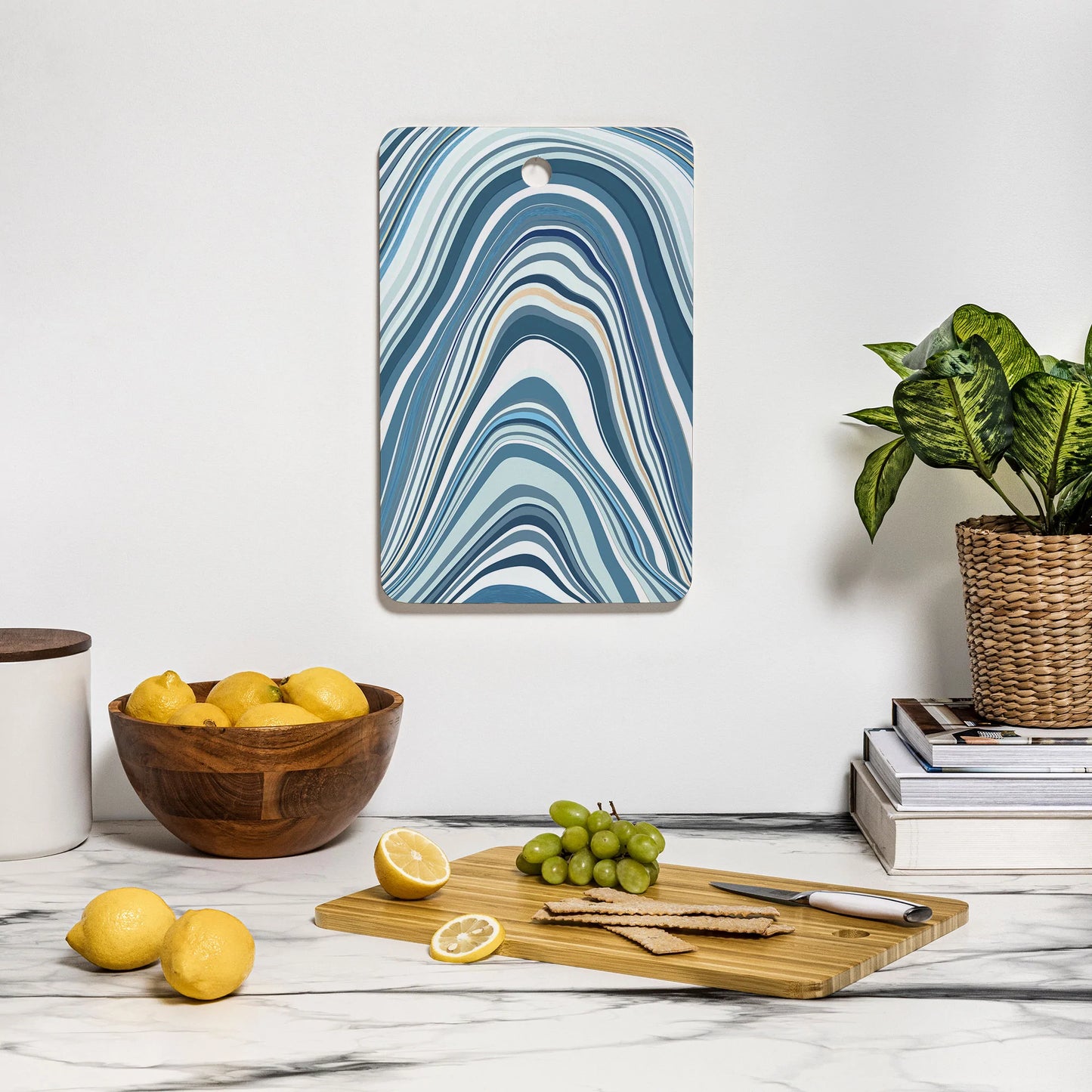 Marble Blue Bamboo Cutting Board