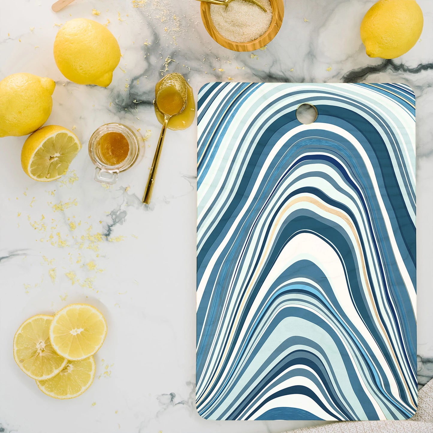 Marble Blue Bamboo Cutting Board