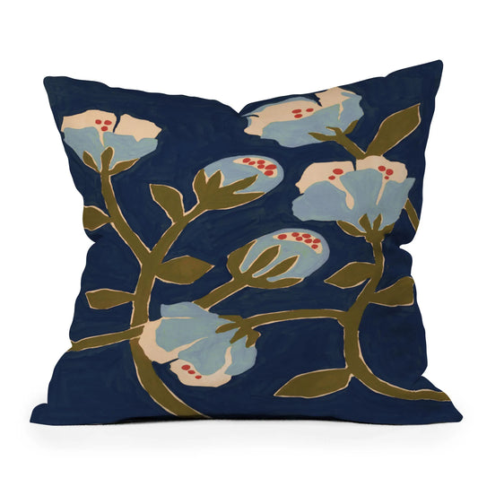 Blue Perennial Throw Pillow