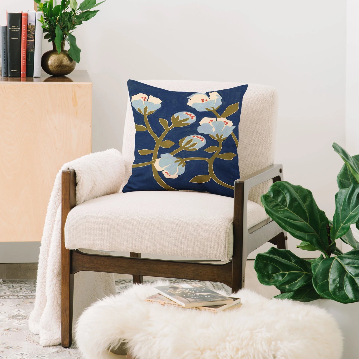 Blue Perennial Throw Pillow