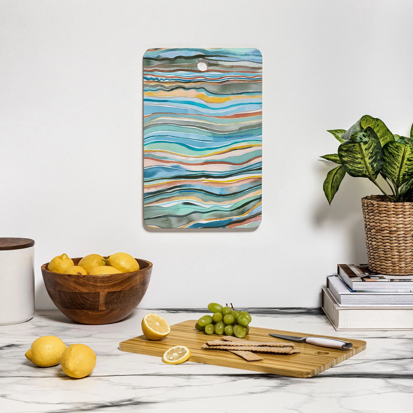 Canyon Mountains Landscape Aqua Bamboo Cutting Board