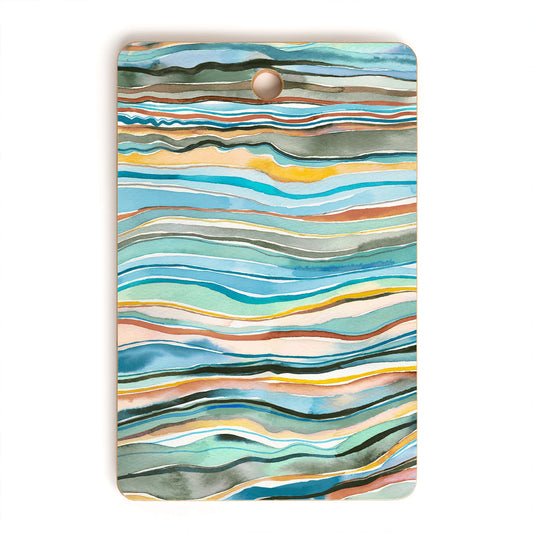 Canyon Mountains Landscape Aqua Bamboo Cutting Board