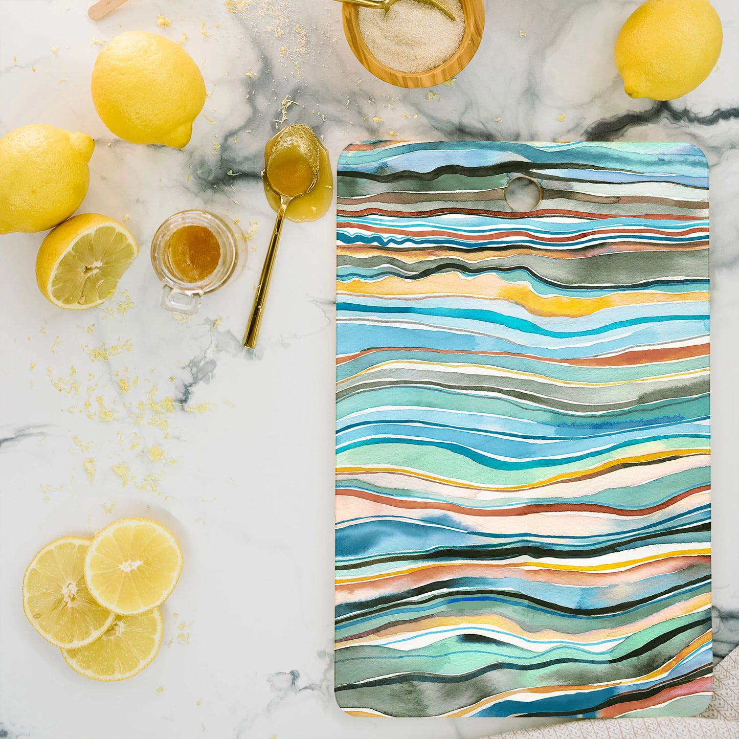 Canyon Mountains Landscape Aqua Bamboo Cutting Board