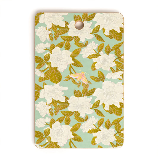 Gardenias on Green Bamboo Cutting Board