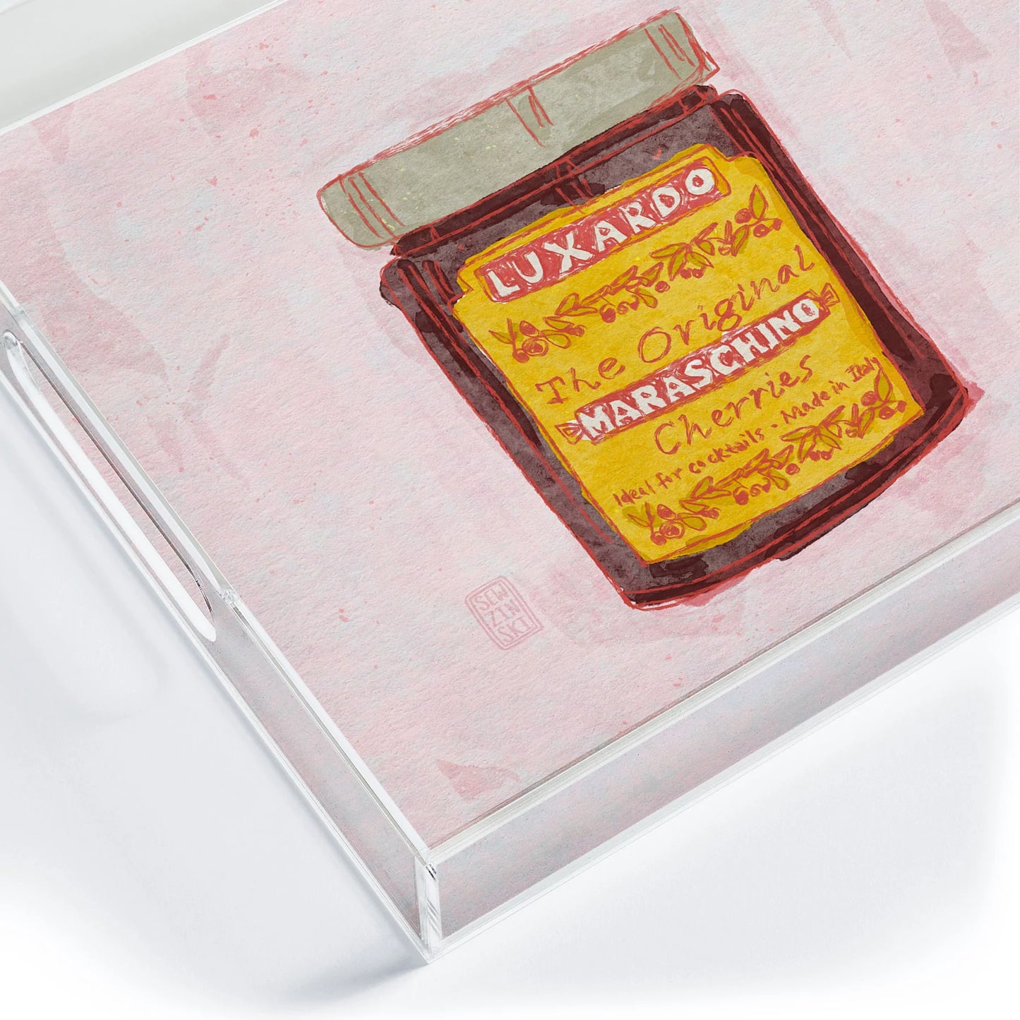 My Favorite Cherries Acrylic Tray - Medium w/Handles