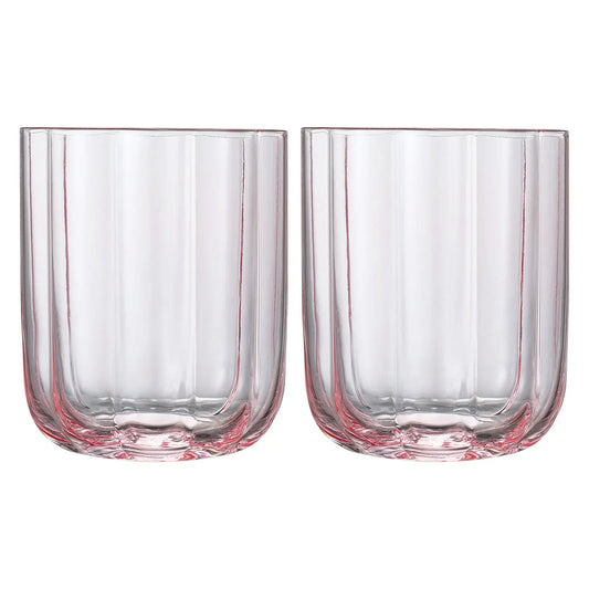 Flower Lowball Glassware, Pink, Set of 2