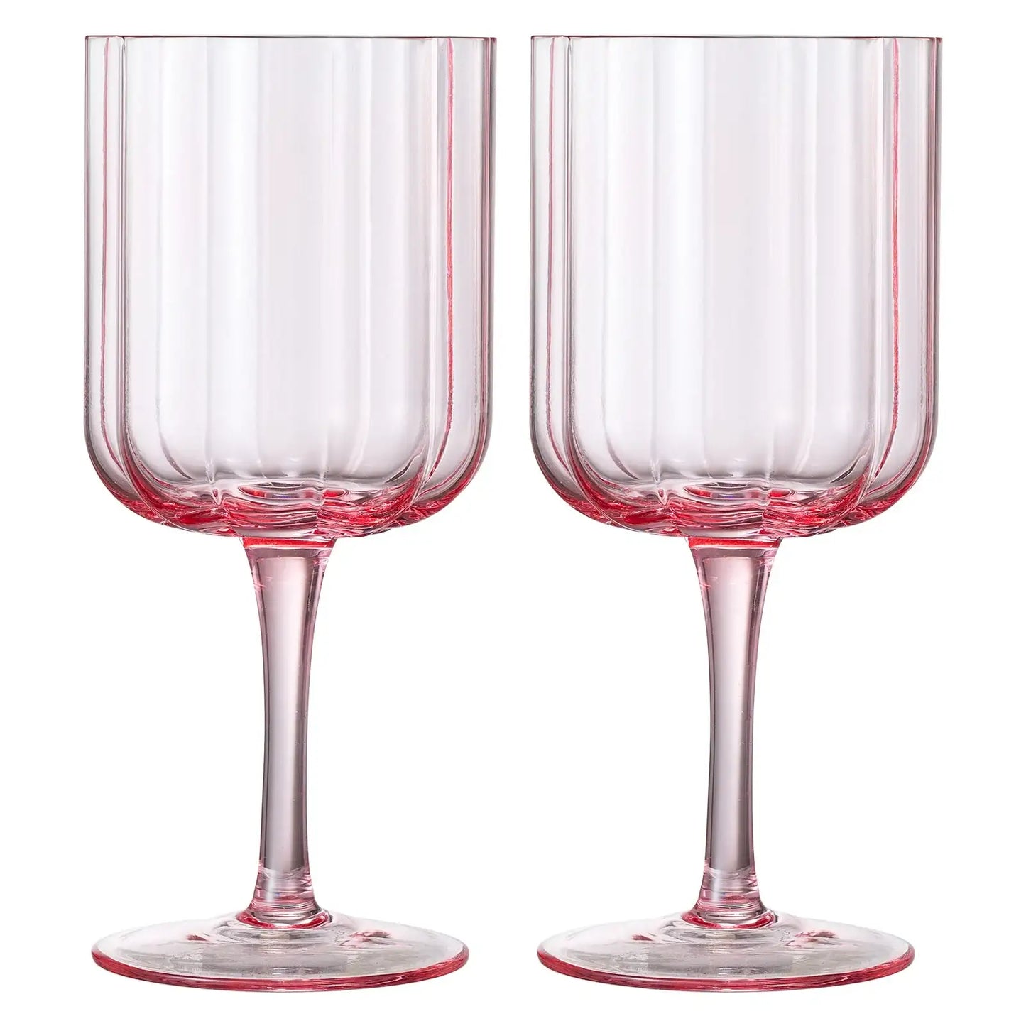 Flower Stemmed Wine Glassware, Pink, Set of 2