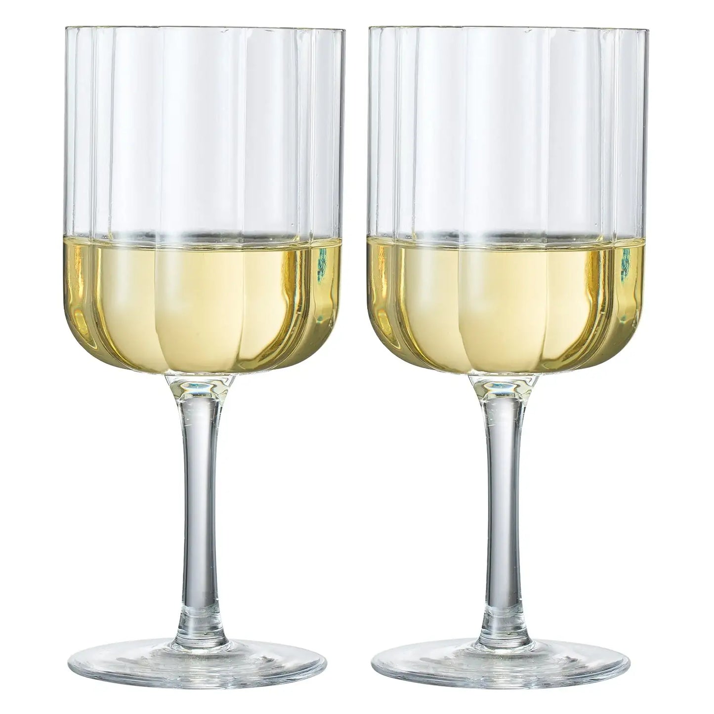 Flower Stemmed Wine Glassware, Clear, Set of 2