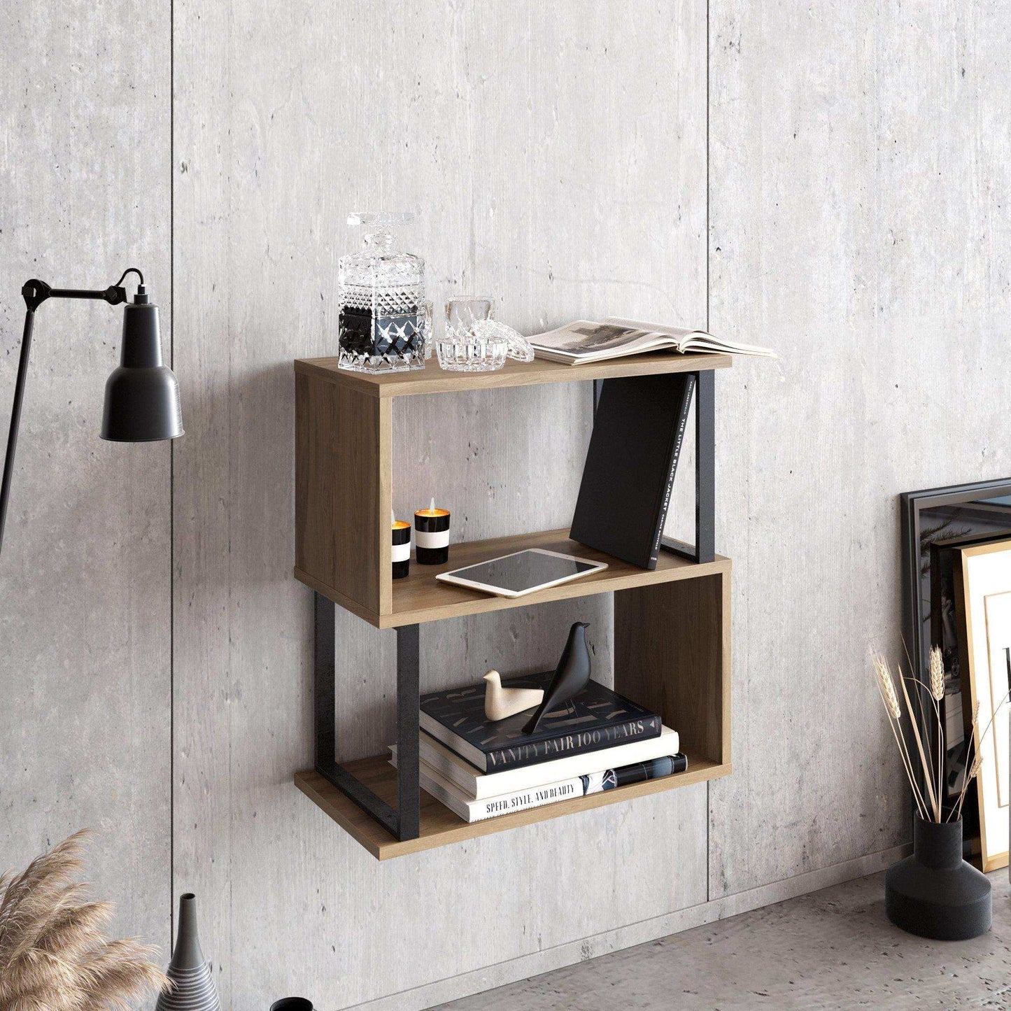 Lima 25'' Metal Wood Side End Table