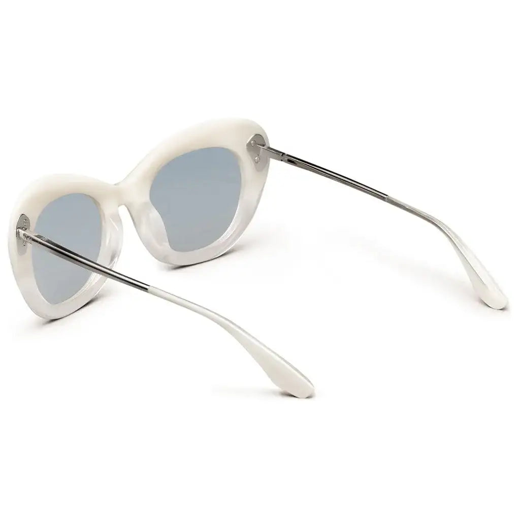 Faye: Polished Ivory Fade - Chrome / Light Blue Chrome Flash Lens