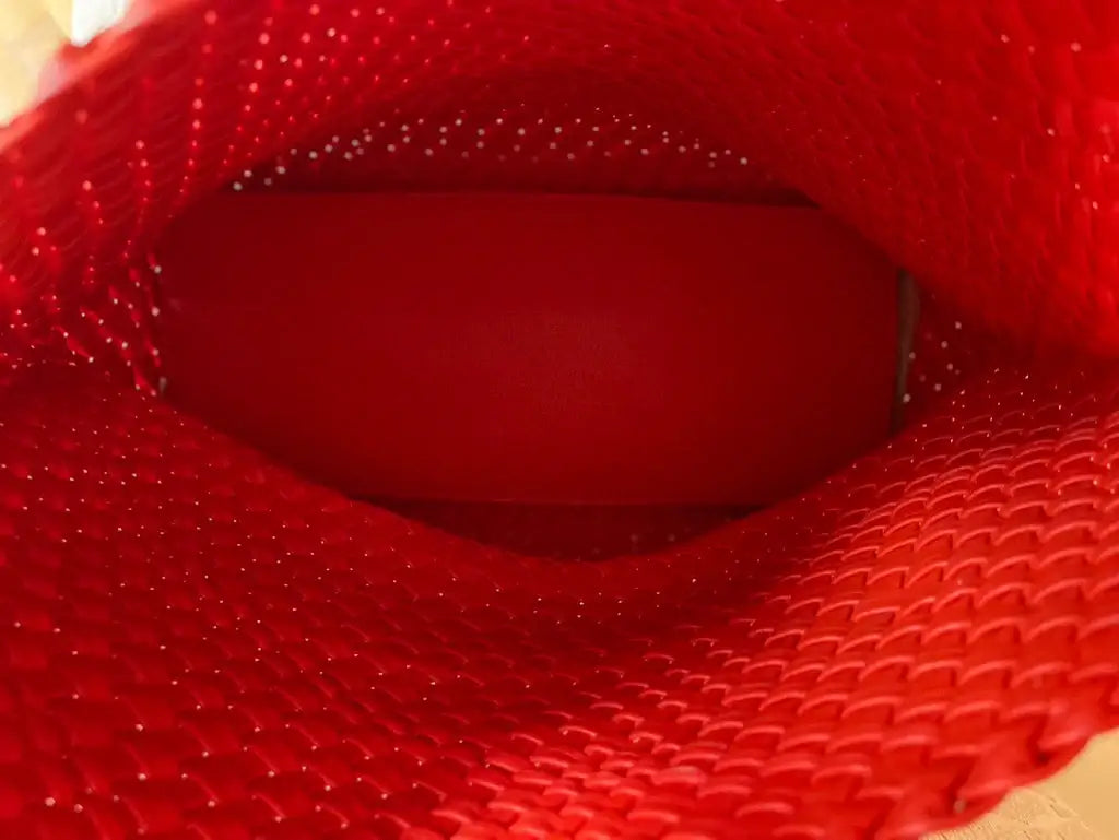 The Willow | Large Woven Vegan Leather Tote - Red/Orange