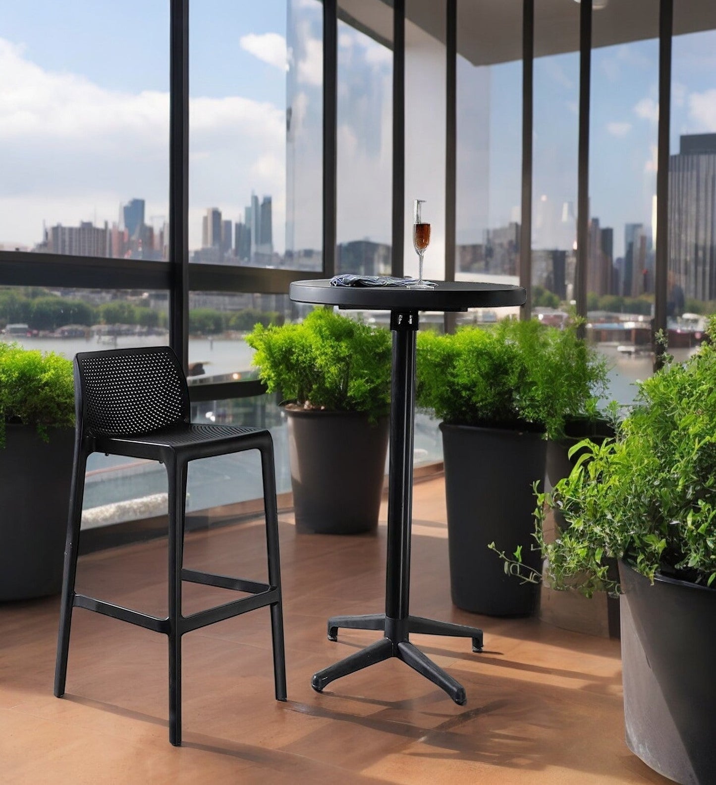 Commercial Grade 29" Outdoor Bar Stool - Set of 4: Netted