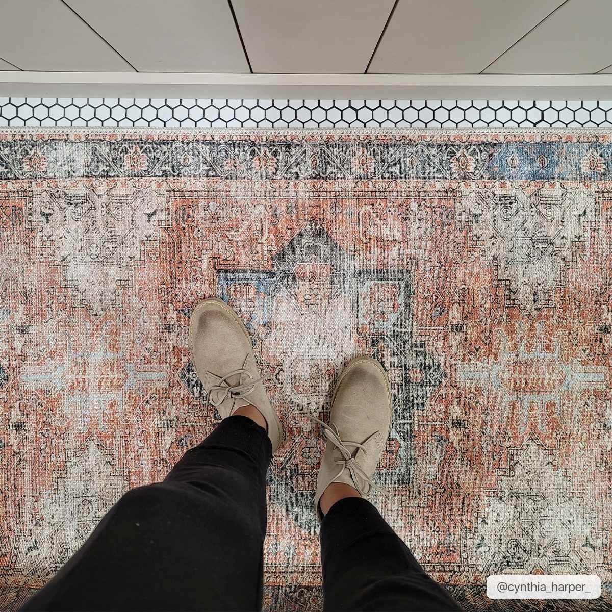 Rosman Distressed Washable Area Rug