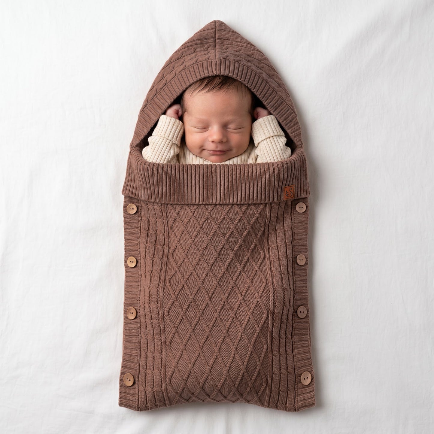 Cable Knit Baby Sleep Sack in Mocha