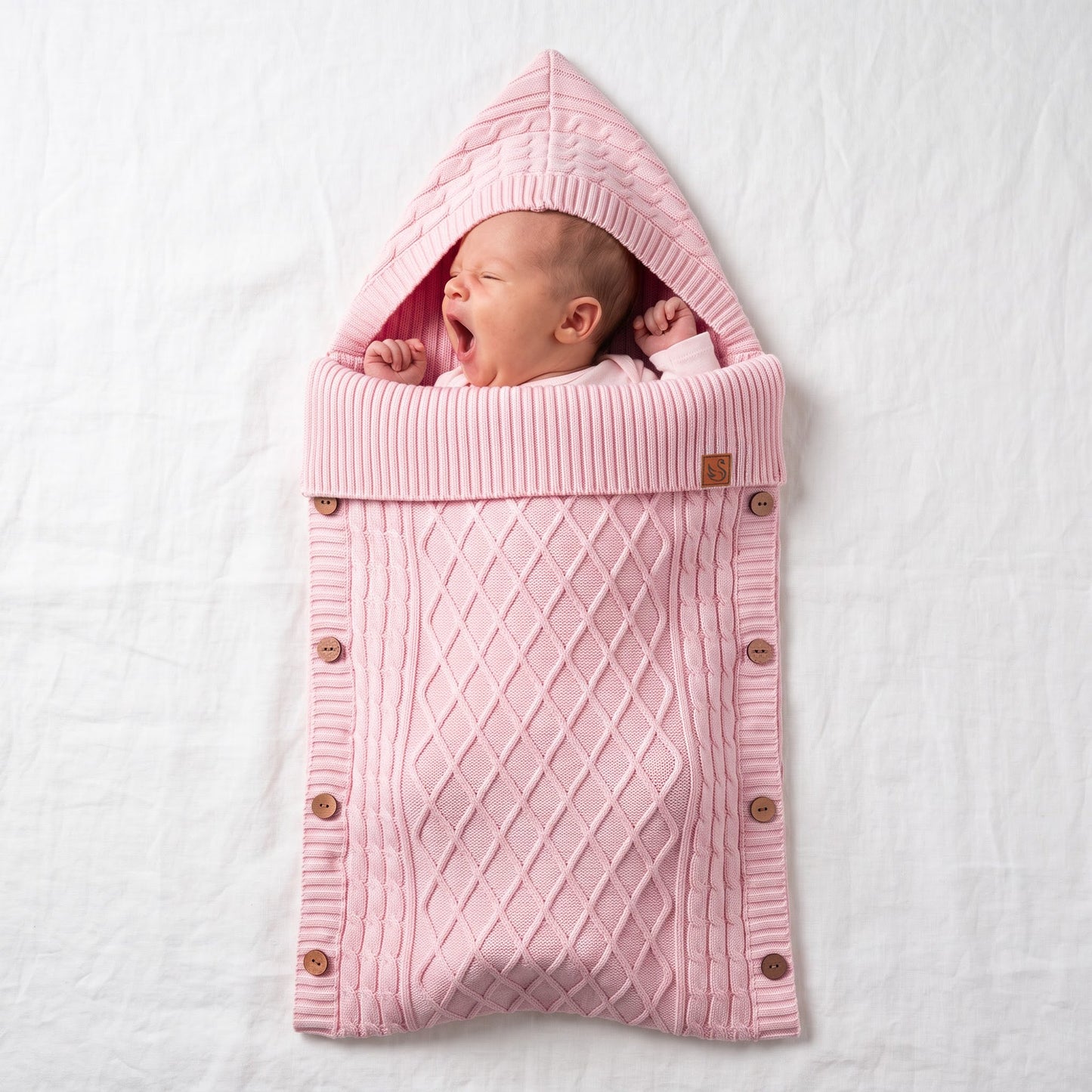 Cable Knit Baby Sleep Sack in Pink