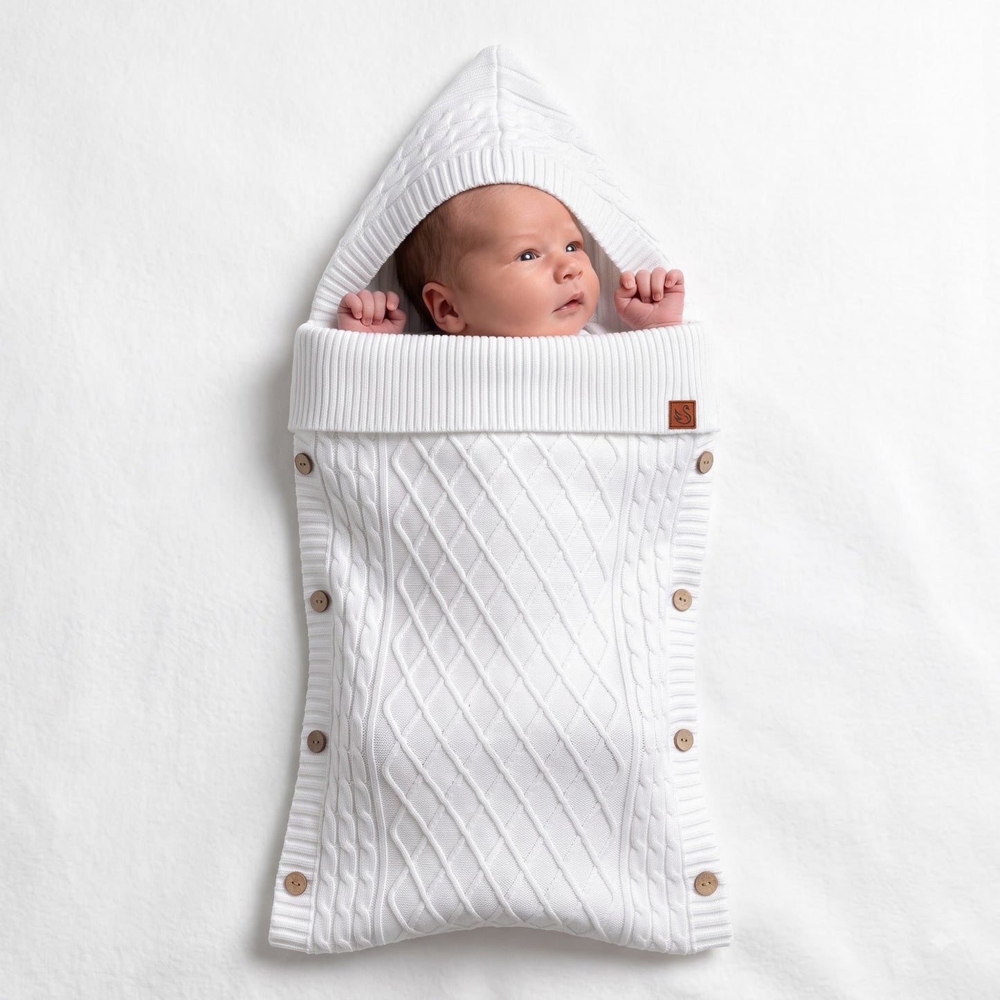Cable Knit Baby Sleep Sack in White