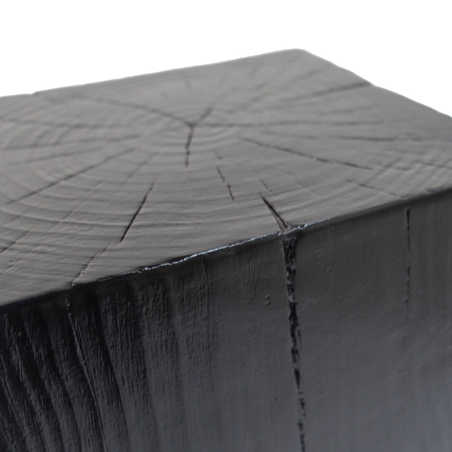 Wood-Look Square-Column MGO End Table,  H27.75',Wood-Like Distressed Finish, Mix with Different Heights, Indoor Outdoor Use,Black Color