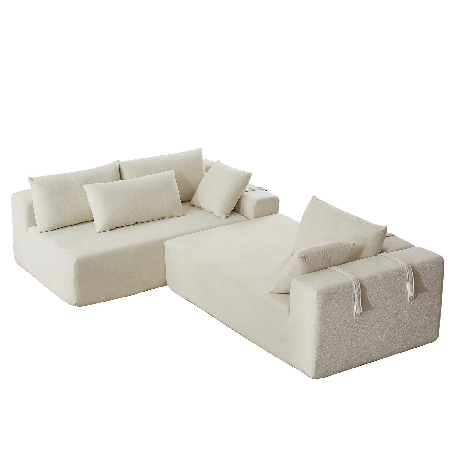 Modern Chenille Upholstered Sectional Sofa Couch Set,Modular 108' L Shaped Sectional Living Room Sofa Set With 6 Pillows,Free Combination Sofa Couch for Living Room,Bedroom(Left Chaise)