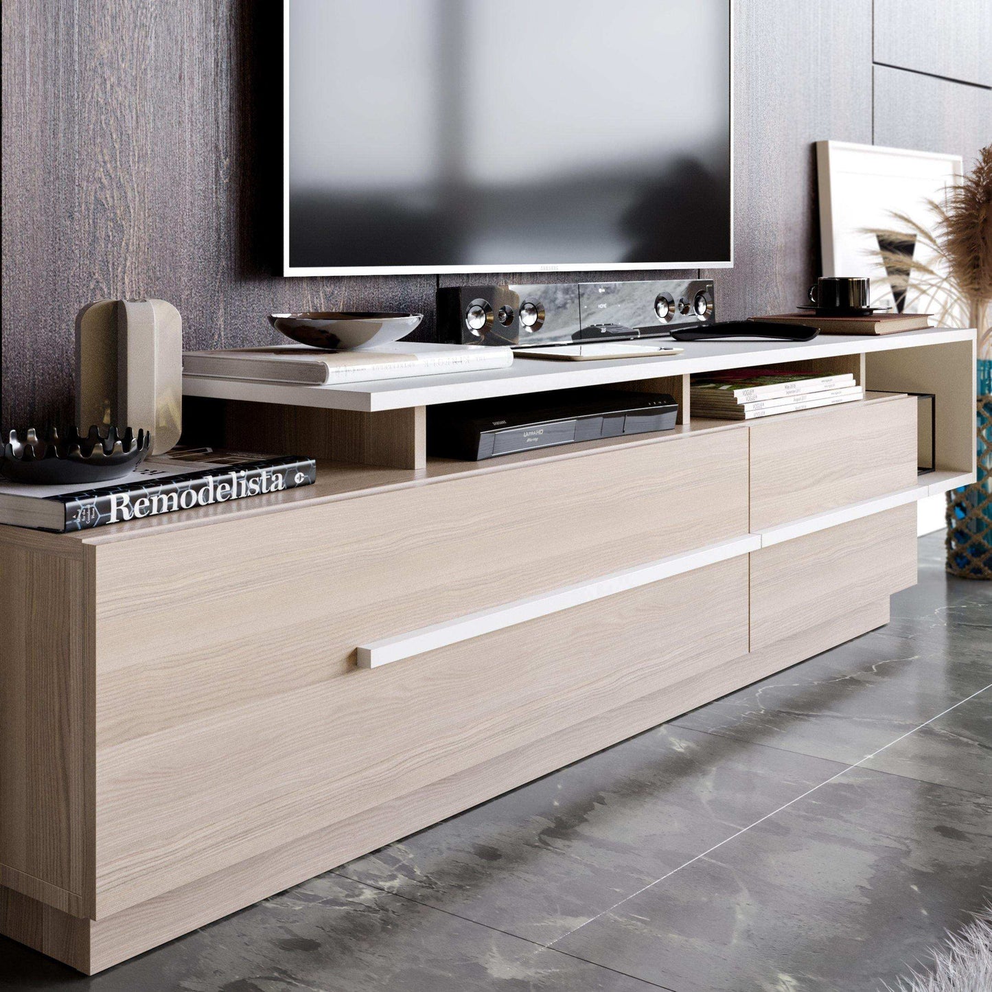 Pia 71" TV Stand and Media Console with Cabinets and Shelves for TVs up to 80"