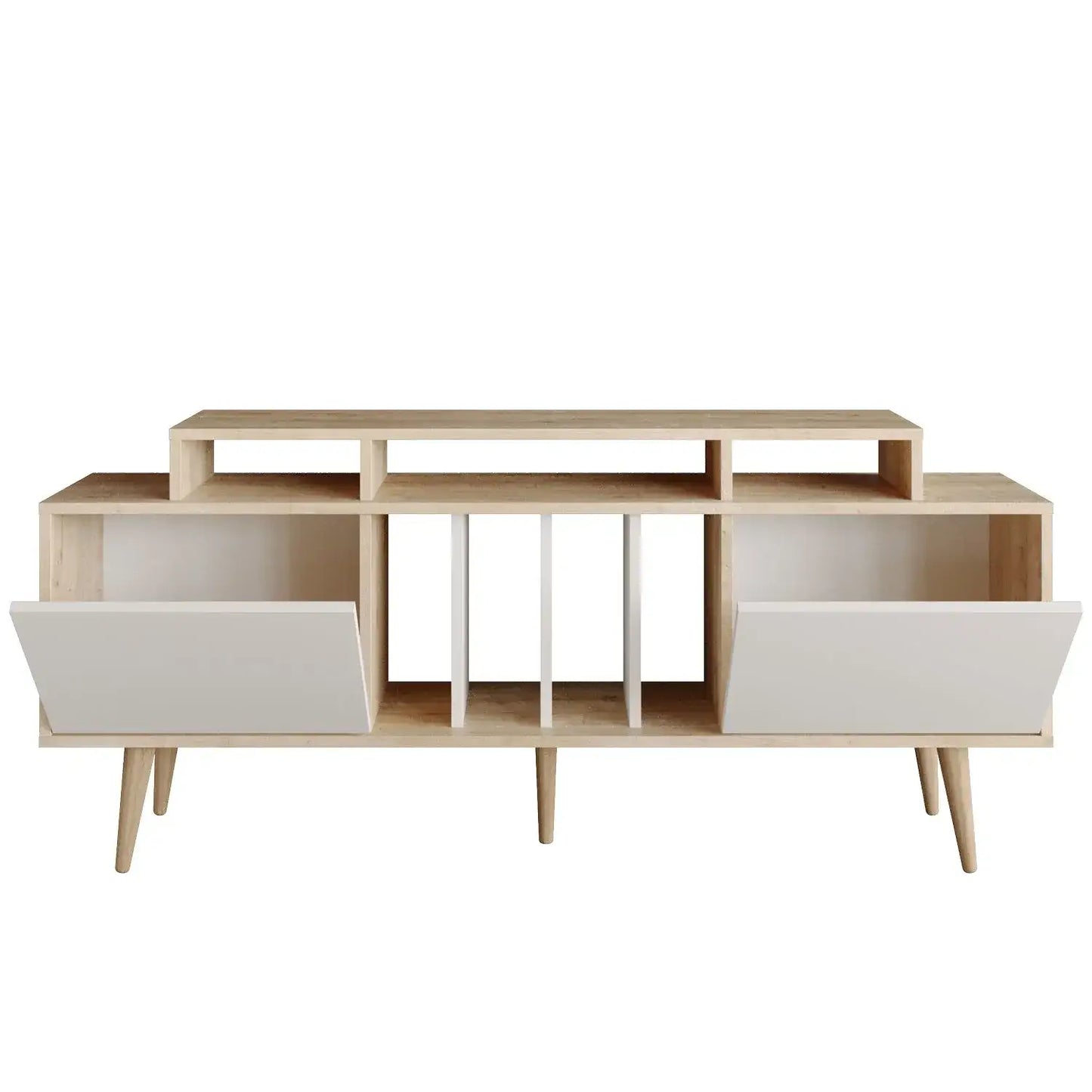 Char 63" TV Stand and Media Console with Cabinets and Shelves for TVs up to 72"