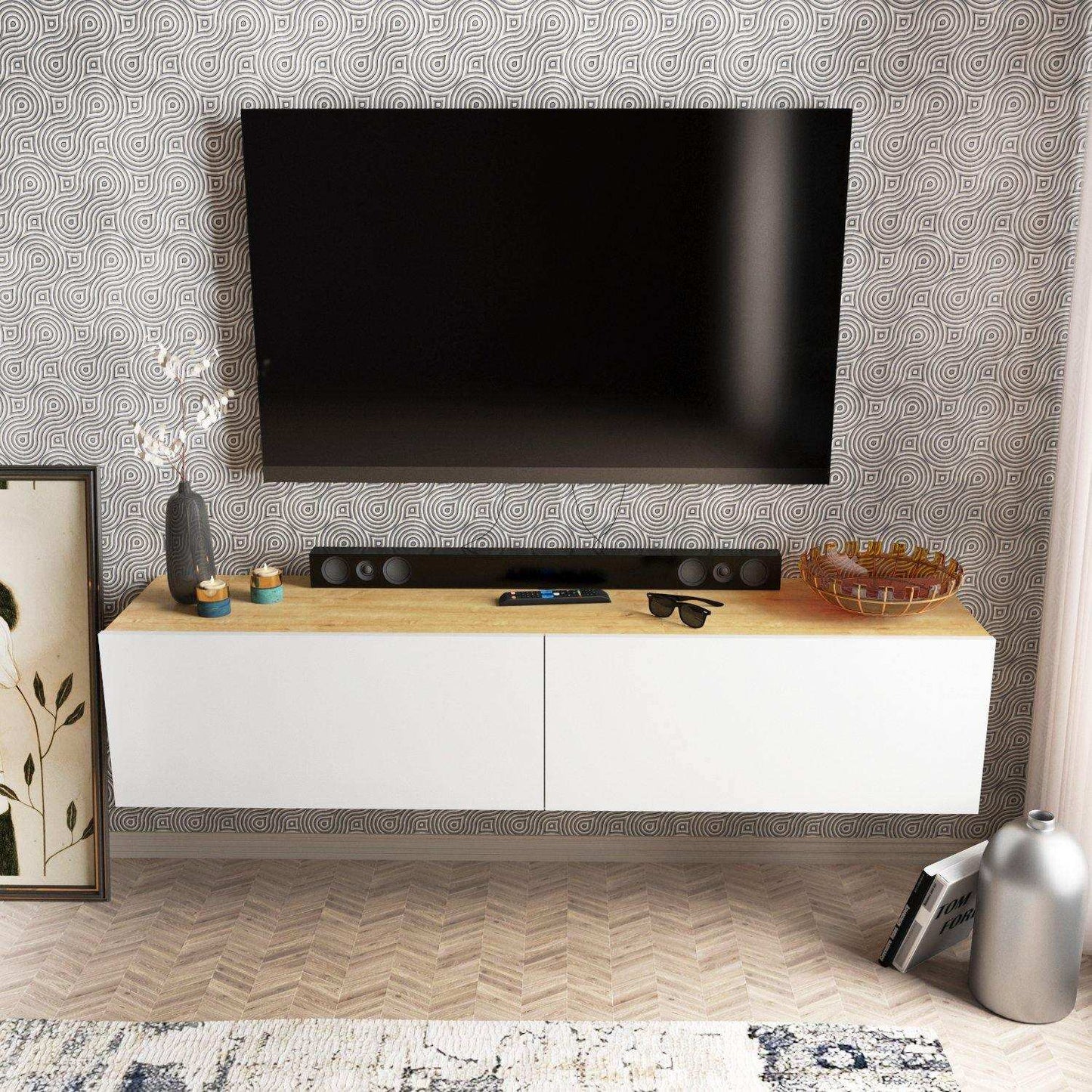 Poling 63" Wide Floating TV Stand and Media Console for TVs up to 70"