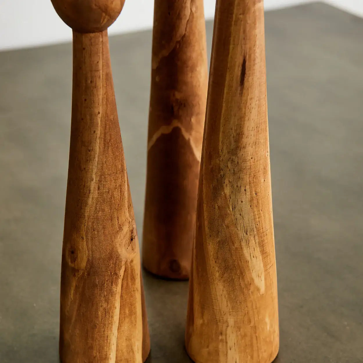 Tapered Candlestick Holder Pine Wood Cognac, Espresso, Natural