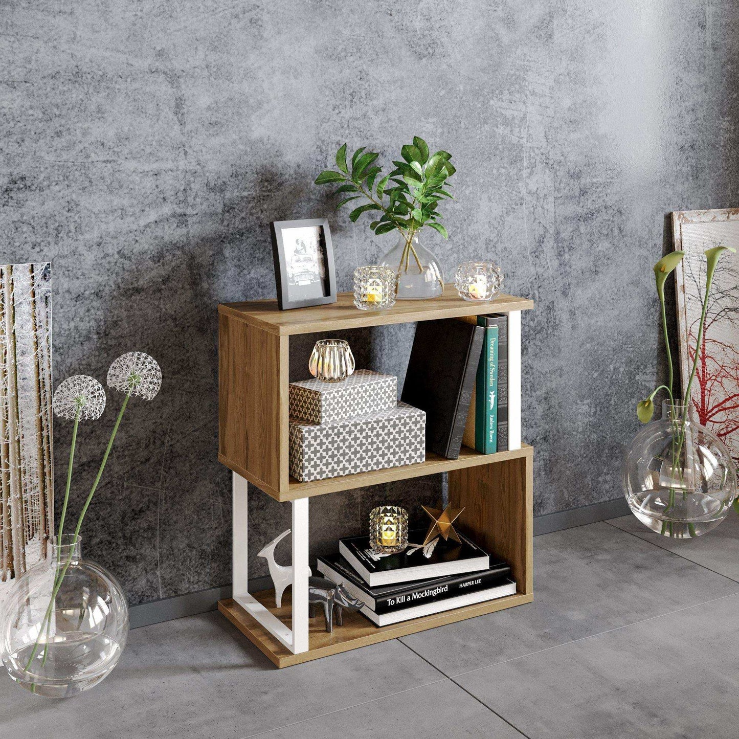 Lima 25'' Metal Wood Side End Table