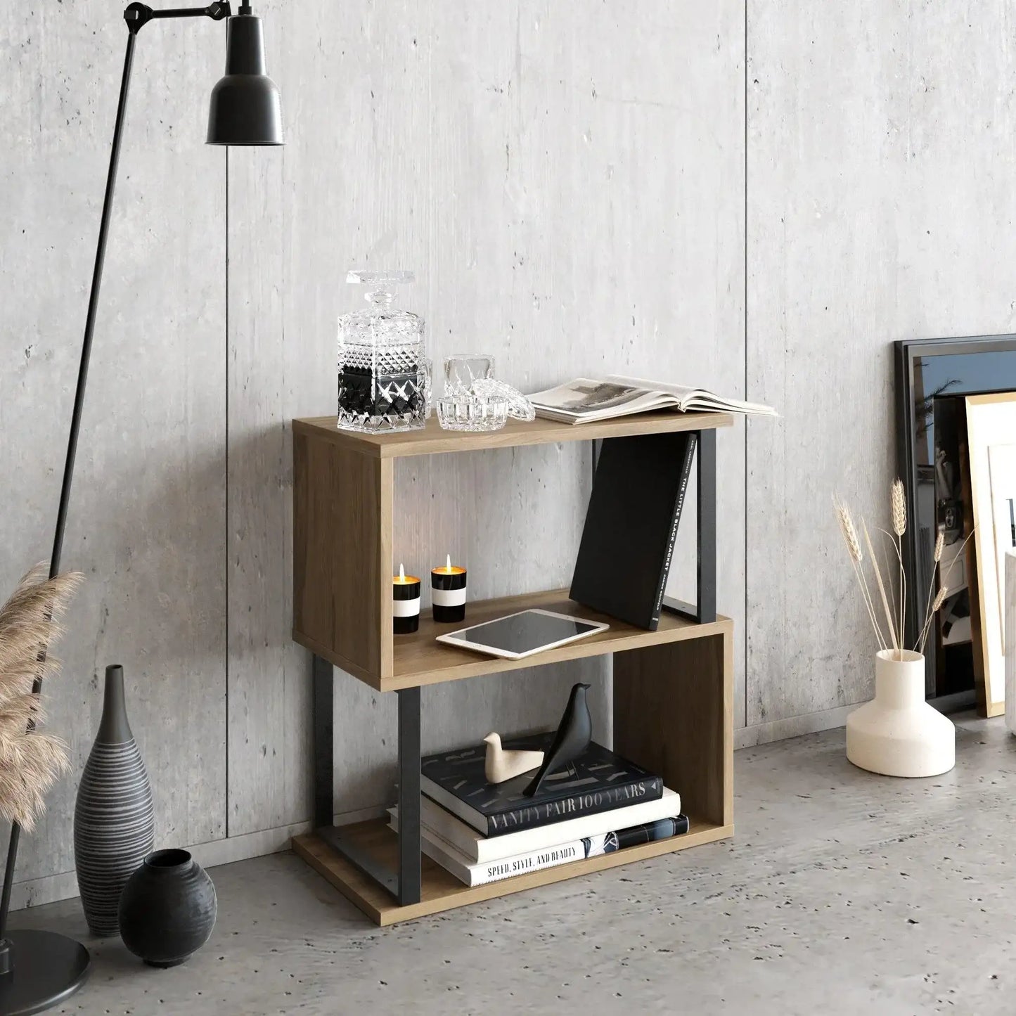 Lima 25'' Metal Wood Side End Table