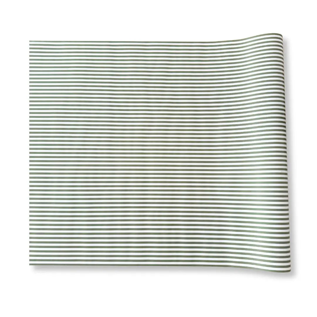 Green Striped Paper Table Runner – 19.5" x 150"
