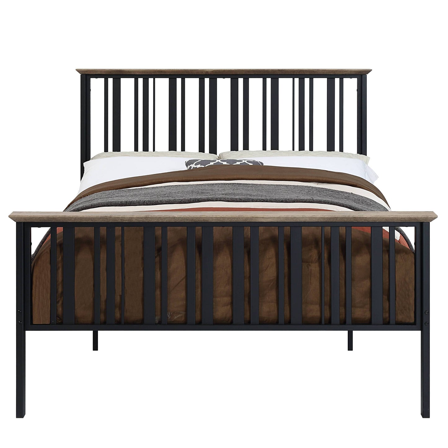Zudora  Antique Oak & Black Finish Full Bed