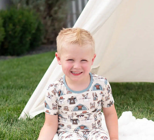 Camp Paws (Short PJ Set) - Blue