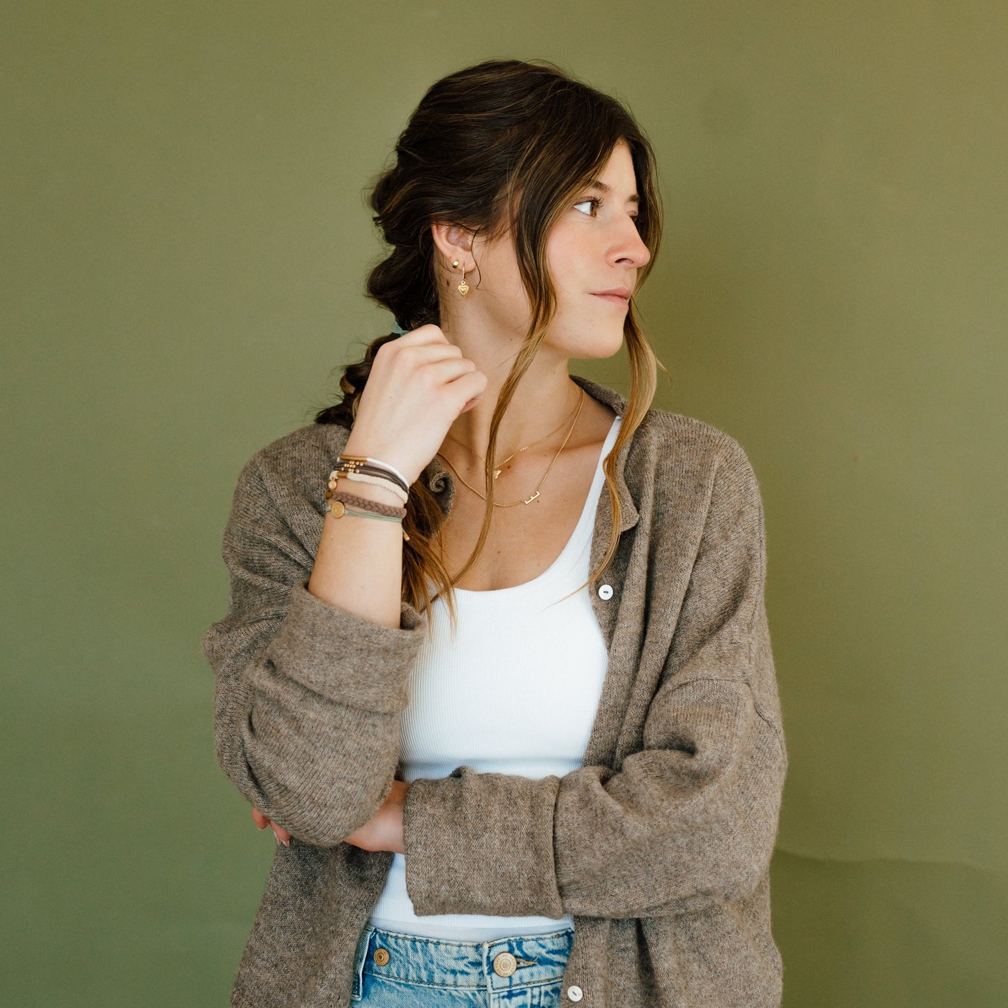 "Climb" Natural Colors with Gold Mountain Accent hair Tie Bracelets