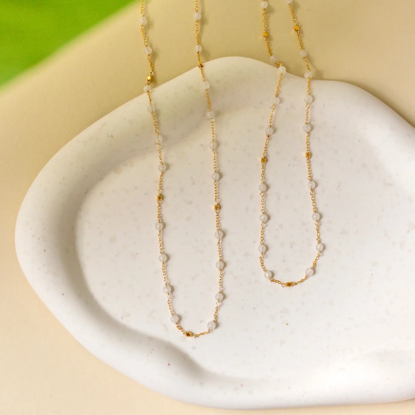 Margarita Chains - Green Onyx, Moonstone, Coral