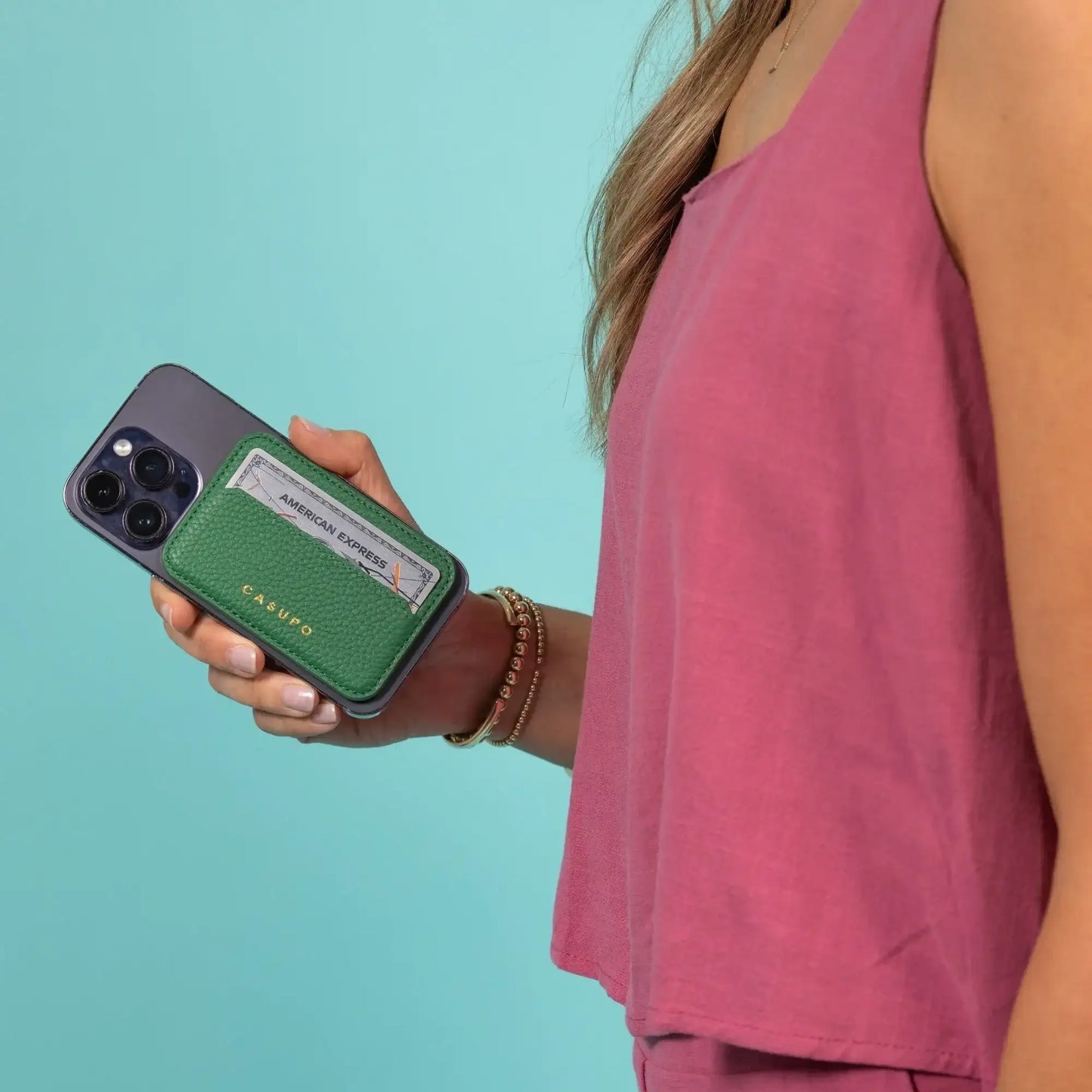 Mag Safe Leather Wallet with RFID - Green