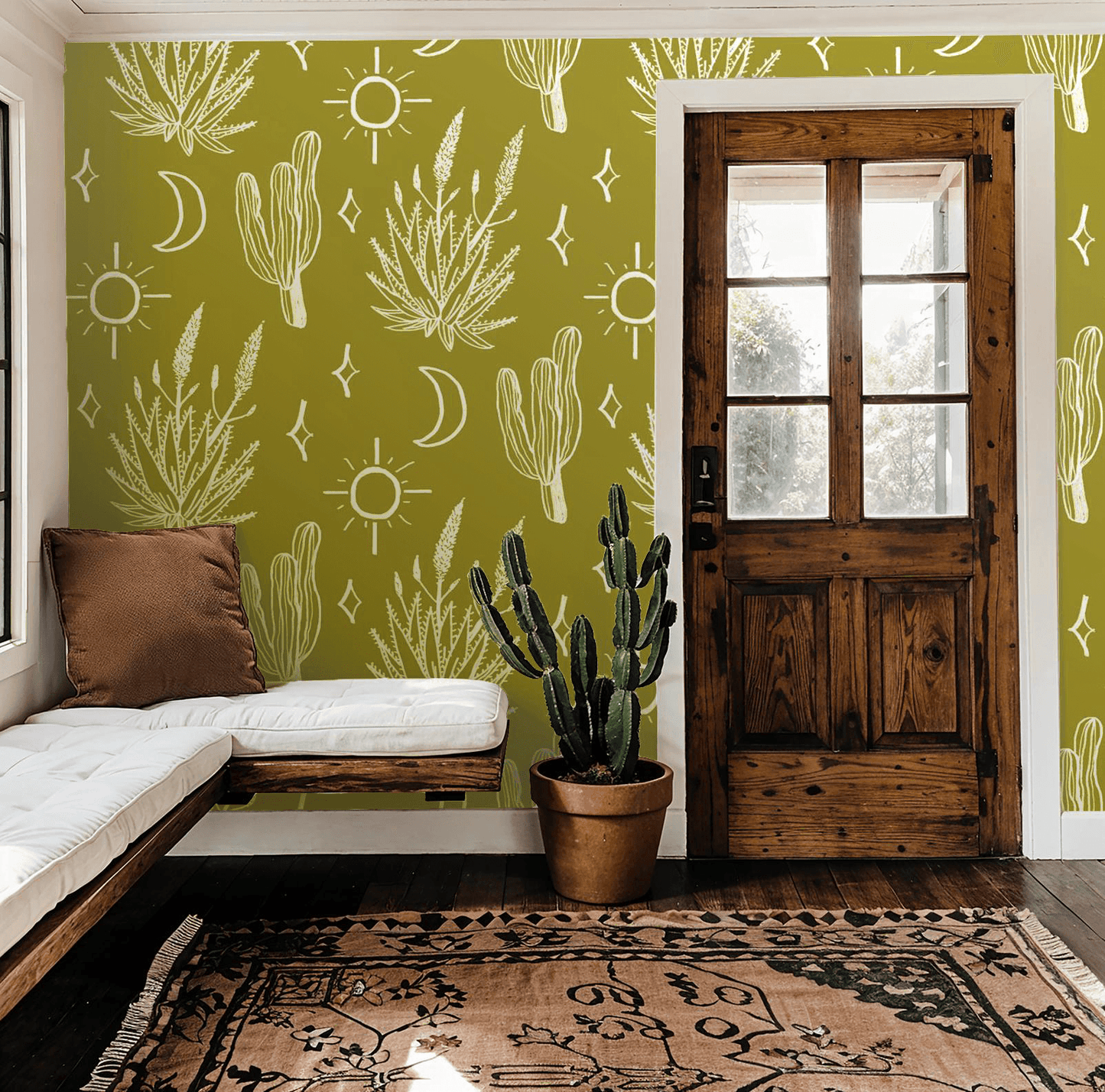 Desert Sky Wallpaper, chartreuse and white