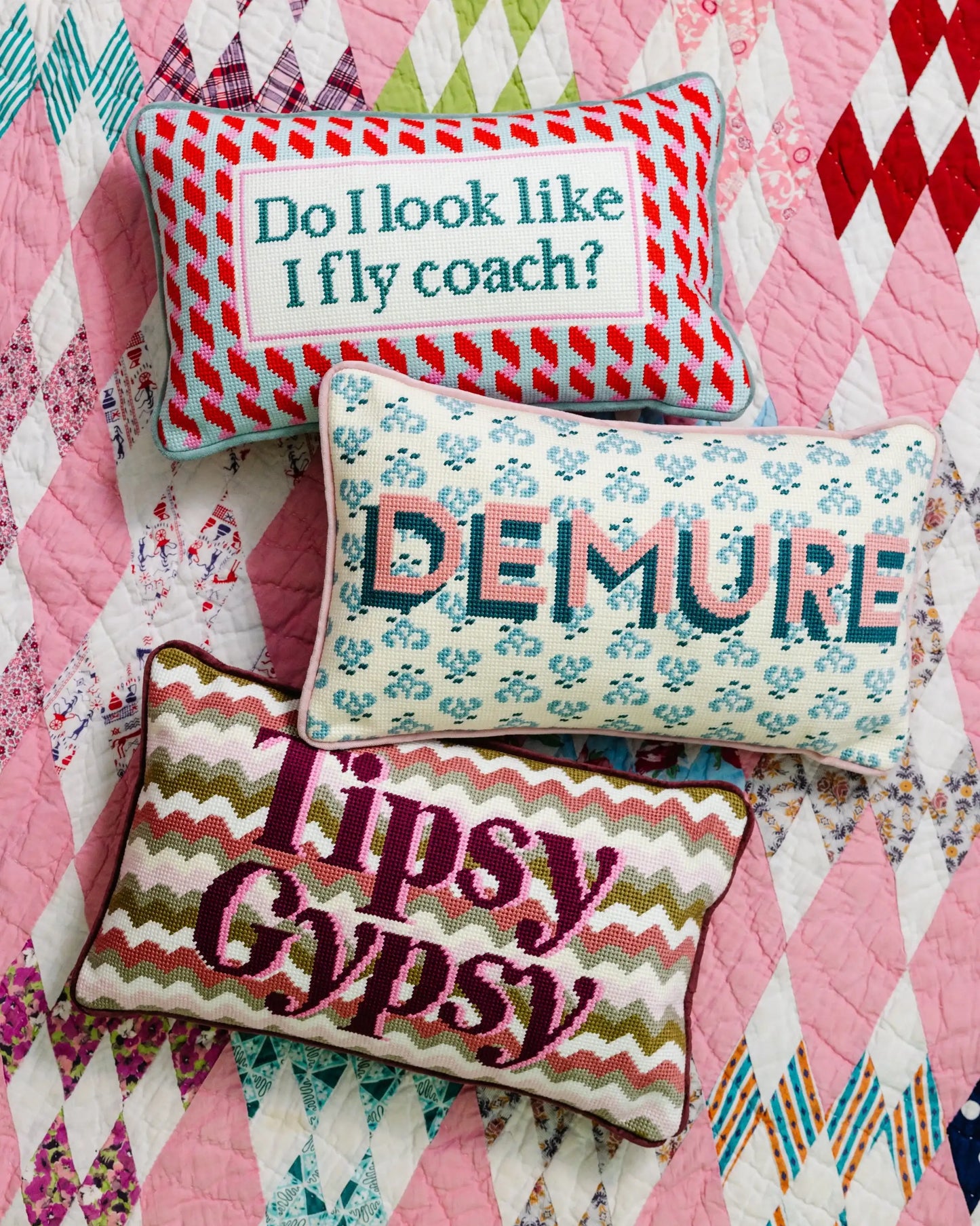 Fly Coach Needlepoint Pillow