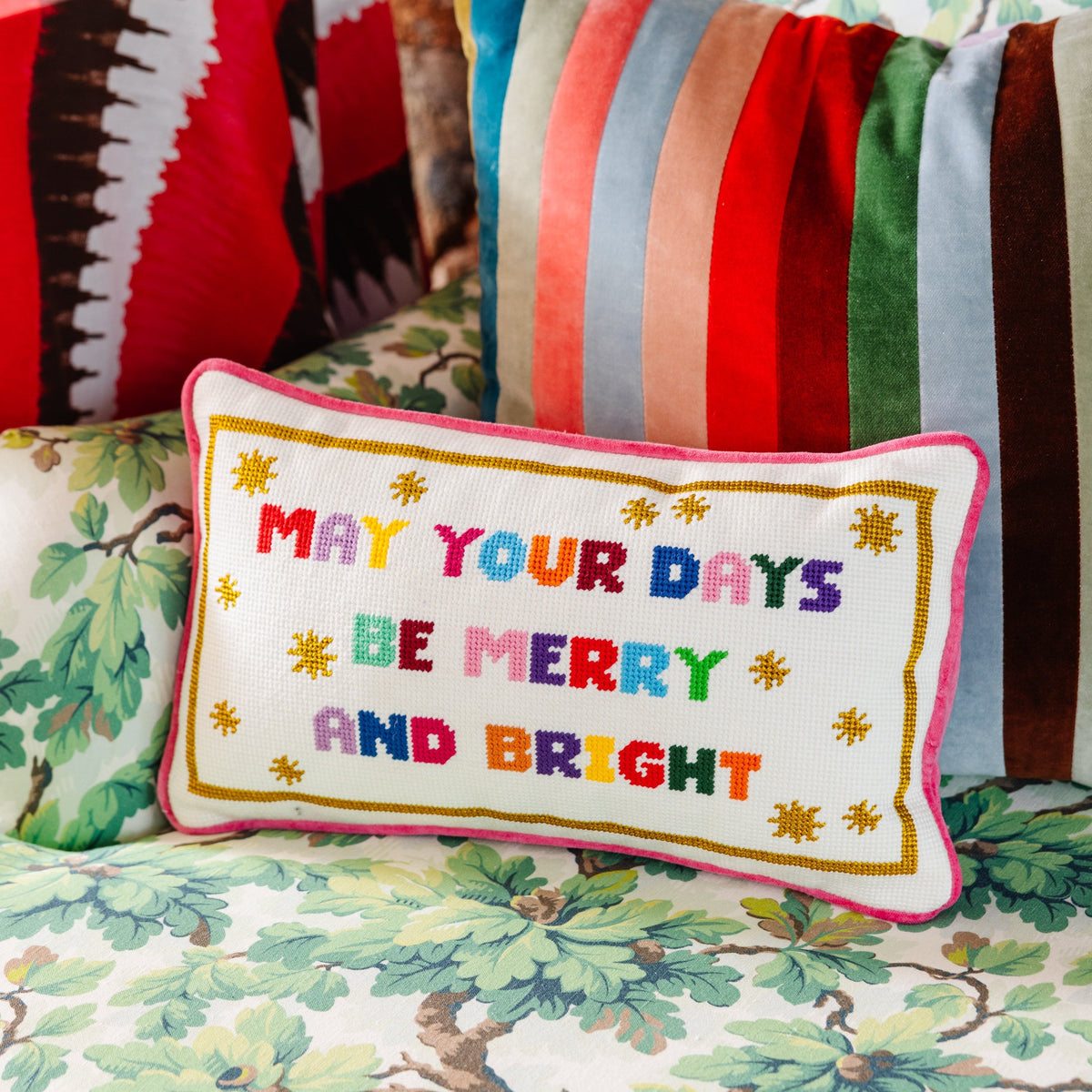 Merry & Bright Needlepoint Pillow